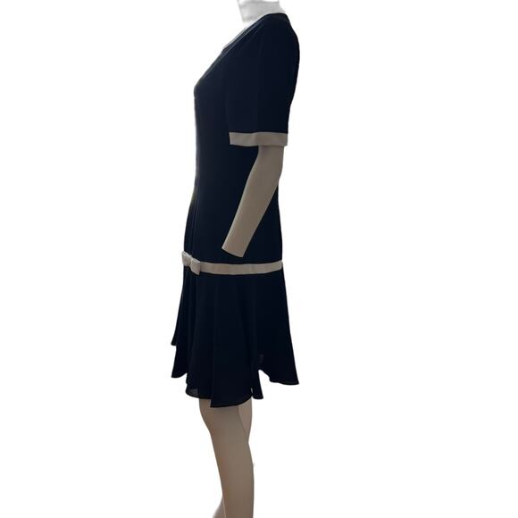 Vintage 80s Yves Cossette Depeche Mode Drop Waist Shift Preppy Dress 10 - Picture 3 of 7